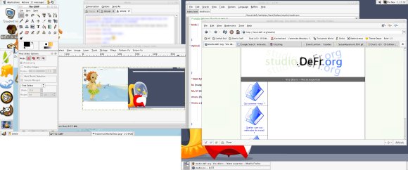 Un environnement plutot encombré : Firefox, Scite, The GIMP...